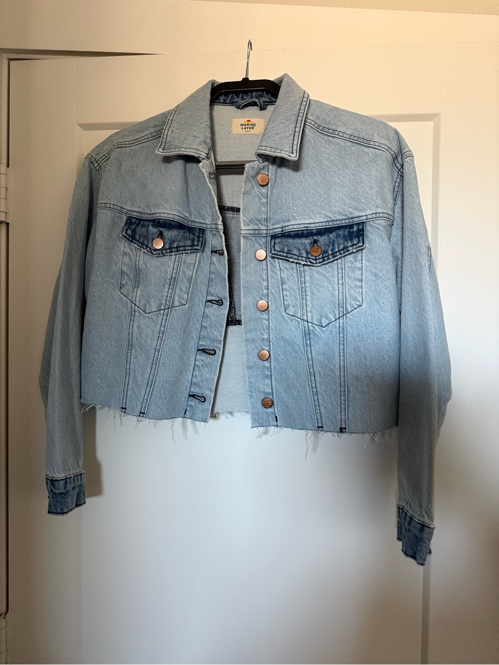 Marine Layer Light Wash Cropped Ray Denim Jacket